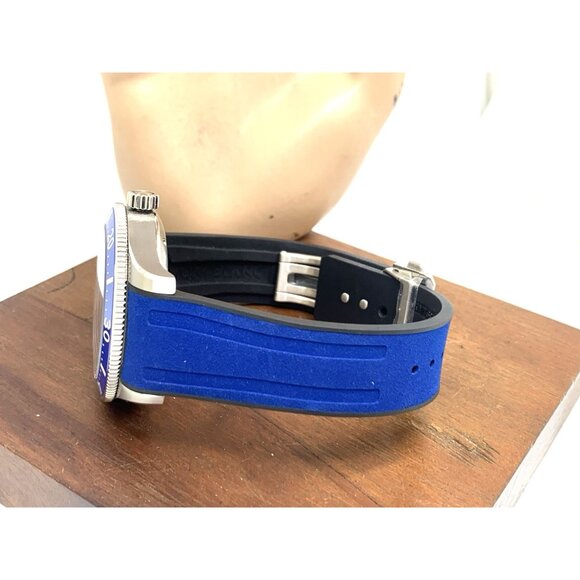 Montblanc Men's Watch 129370 Iced Sea 1858 Swiss Automatic Blue Dial Rubber Band - Picture 10 of 15